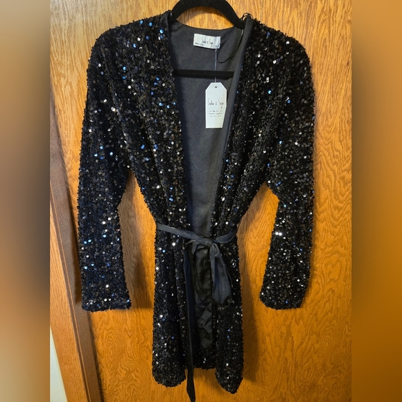 Black Sequin Open Cardigan - Picture 1 of 3